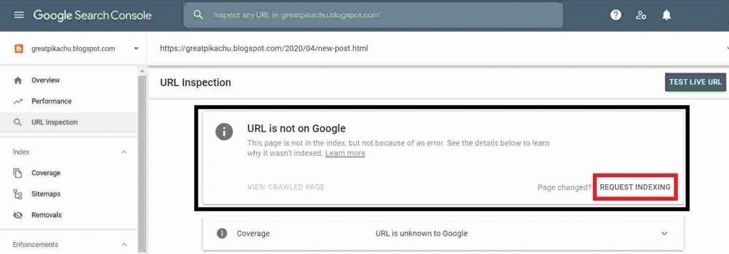 GSC showing URL not on google
